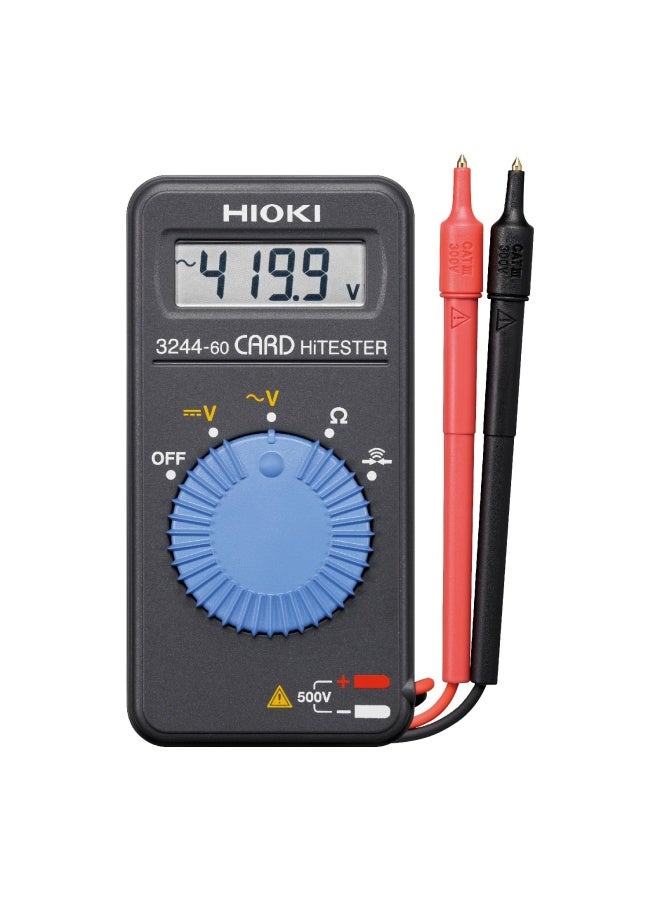 Hioki 3244 60 Card Hitester And Digital Multimeter 4199 Megaohms Resistance 500V Ac Dc Voltage