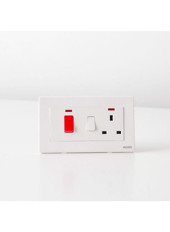 Milano Cooker Unit Wall Mounted Cooker Outlet Switch With On And Off For Modern Home Aura Wh