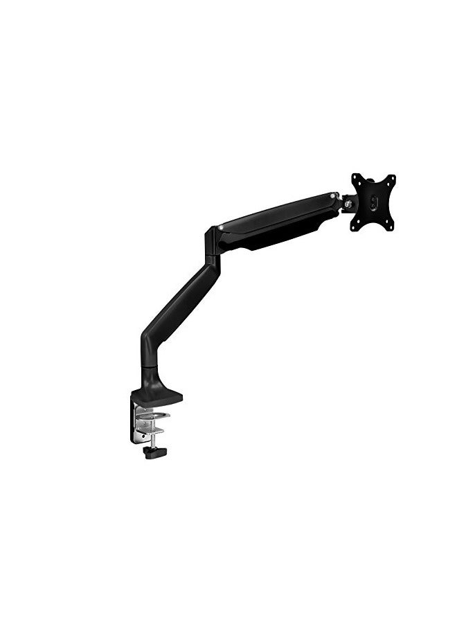 Single Monitor Arm Desk | Gas Spring Monitor Arm | Full Motion Articulating Height Adjustable | Fits 21 22 23 24 27 30 32 Inch VESA Compatible Computer Screen | Clamp and Grommet Base