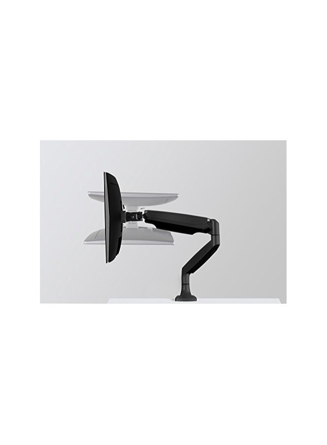 Single Monitor Arm Desk | Gas Spring Monitor Arm | Full Motion Articulating Height Adjustable | Fits 21 22 23 24 27 30 32 Inch VESA Compatible Computer Screen | Clamp and Grommet Base