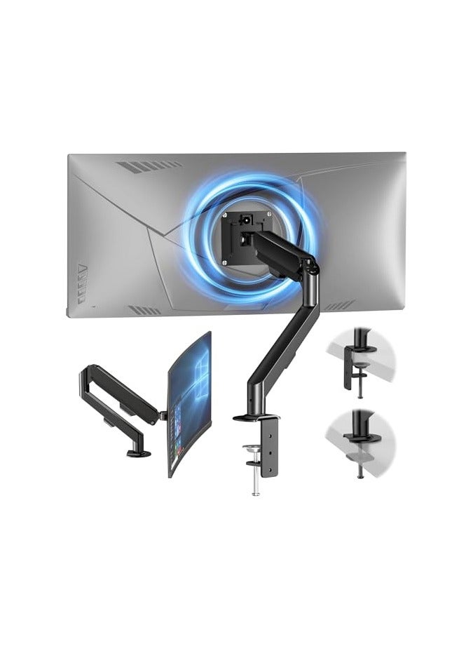 Single Monitor Arm - Ergonomic Monitor Stand VESA Mount, Computer Monitor Arm Gas Spring, Vesa Arm Adjustable Monitor arm, Monitor Mount & 2 Grommet Mounting Base for 13-32'' 1.5-10 kgs Sceens