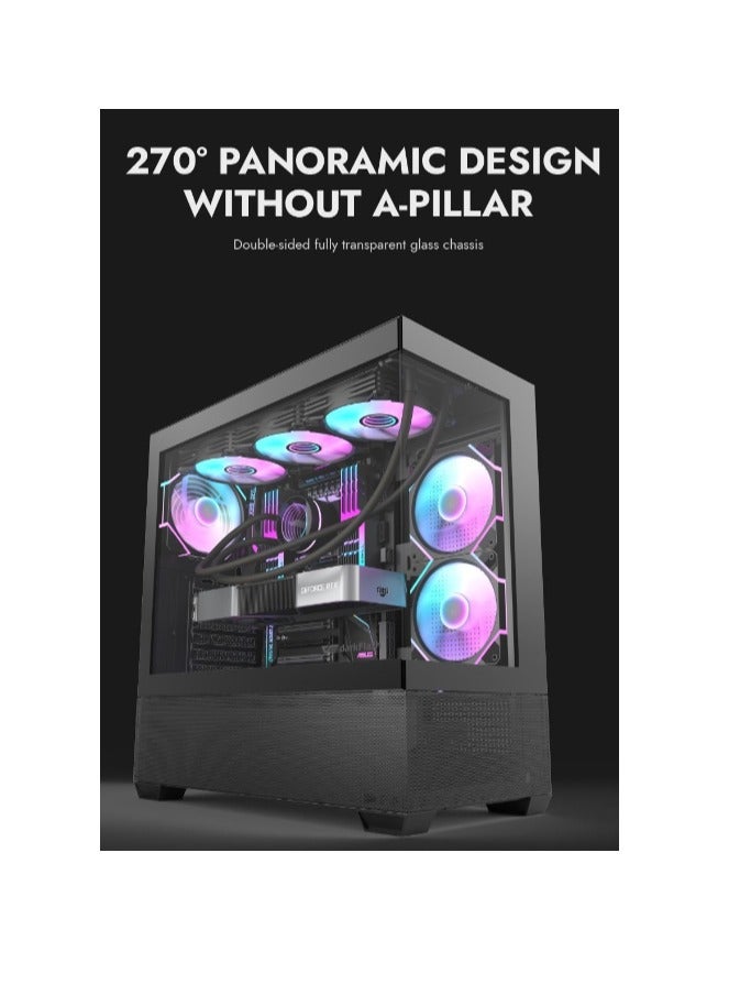 darkFlash DS900 Air ATX M-ATX ITX  Gaming PC Case, with 6*120mm ARGB Fans, Tempered Glass Panels, 7 Expansion Slots, 0.5 SPCC, HDD/SSD, Computer Cabinet