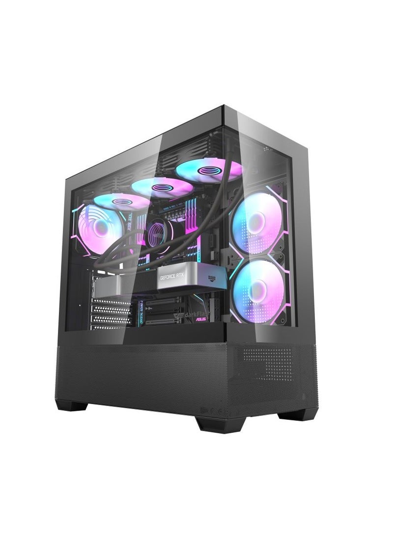 darkFlash DS900 Air ATX M-ATX ITX  Gaming PC Case, with 6*120mm ARGB Fans, Tempered Glass Panels, 7 Expansion Slots, 0.5 SPCC, HDD/SSD, Computer Cabinet