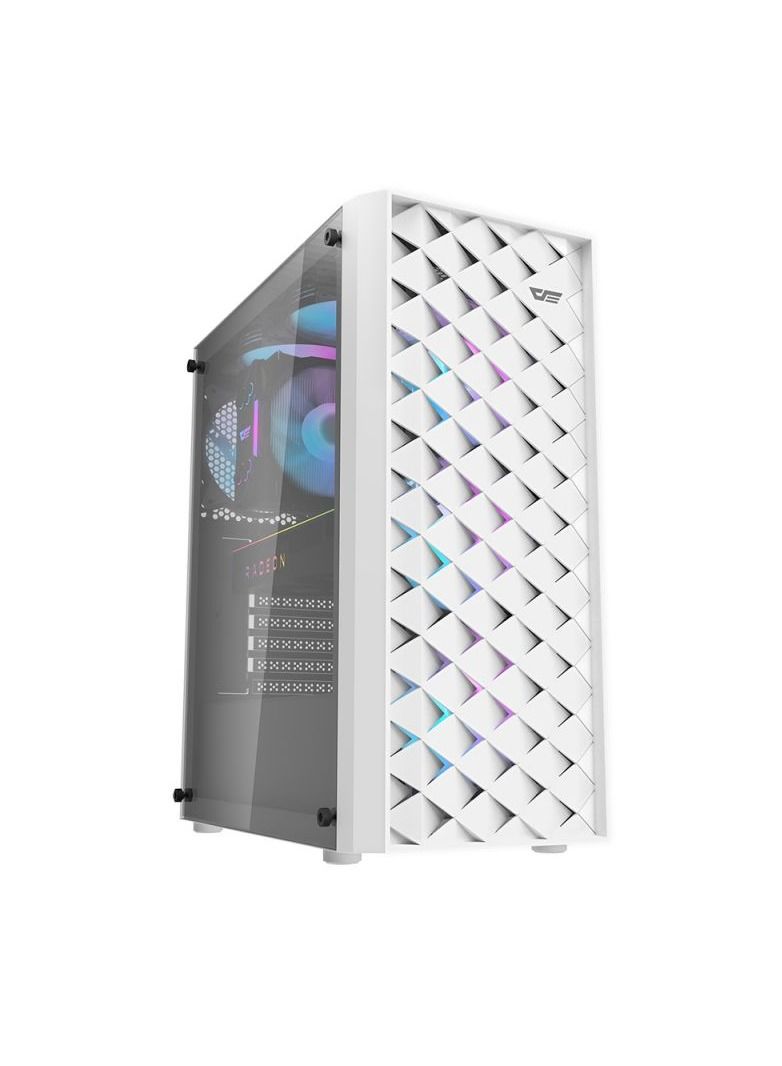 Darkflash DK351 ATX / M-ATX / ITX Gaming PC Case With Pre-installed 4 ARGB Fans, Dragon Scale Design With USB 3.0, Tempered Glass Cabinet- Computer case/Gaming Cabinet