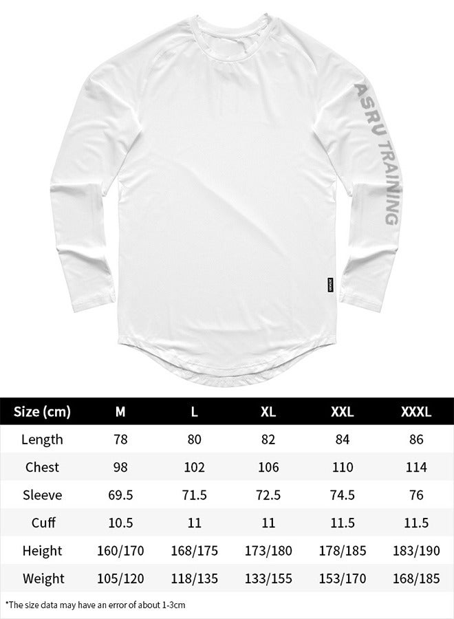 Men's Fitness Clothes  Shirt Loose Round Neck Solid Color Quick-Drying Breathable Long-Sleeve Sports Training Shirt for Men(L)