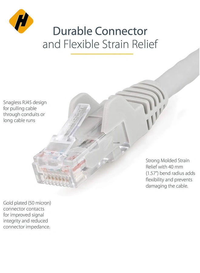 High Speed 50M RJ45 cat6 Ethernet Patch Cable LAN Cable Compatible for PS4 PS3 Nintendo Switch Raspberry Pi 4 Smart TV Computer Modem Router Gray