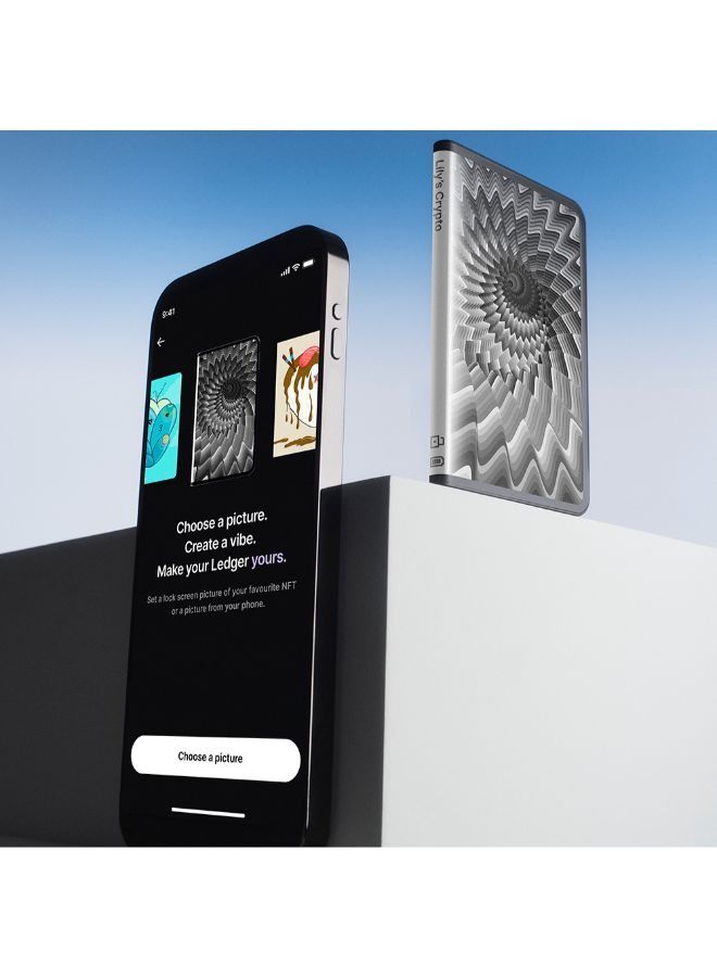 STAX Hardware Wallet | TouchScreen Crypto & NFT Wallet, Customizable, Type-C, Bluetooth Connectivity, Wireless Charging, 5000+ Coins Supported, for iOS & Android, MacOS & Windows - Black