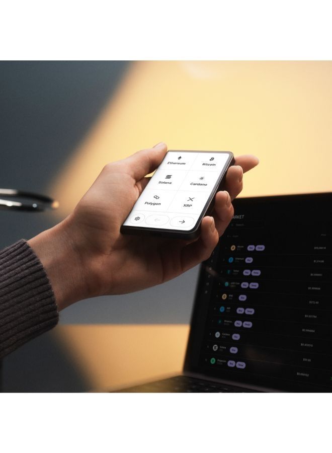 STAX Hardware Wallet | TouchScreen Crypto & NFT Wallet, Customizable, Type-C, Bluetooth Connectivity, Wireless Charging, 5000+ Coins Supported, for iOS & Android, MacOS & Windows - Black