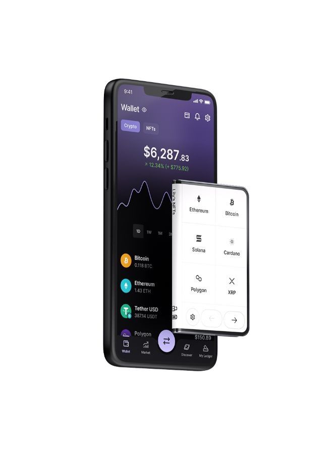 STAX Hardware Wallet | TouchScreen Crypto & NFT Wallet, Customizable, Type-C, Bluetooth Connectivity, Wireless Charging, 5000+ Coins Supported, for iOS & Android, MacOS & Windows - Black