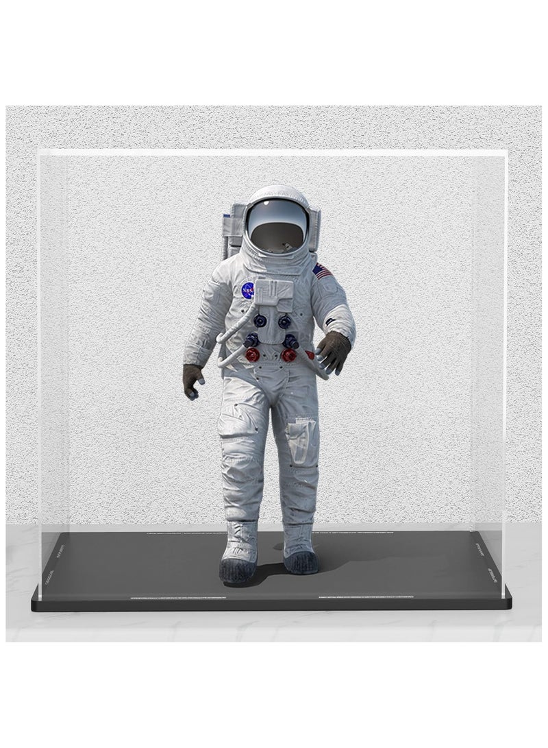 Clear Acrylic Display Case with Matte Black Base, Dust-Proof Showcase, Cube Acrylic Display Box for Collectibles (7x7x7 inch)