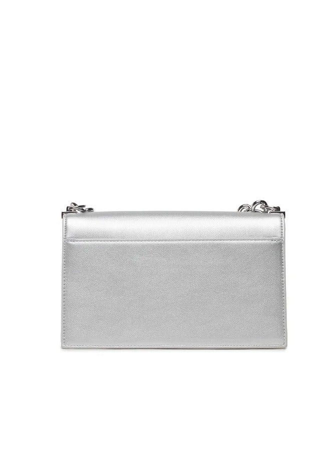 Silver  Handbag with Elegant Gold Hardware for Women