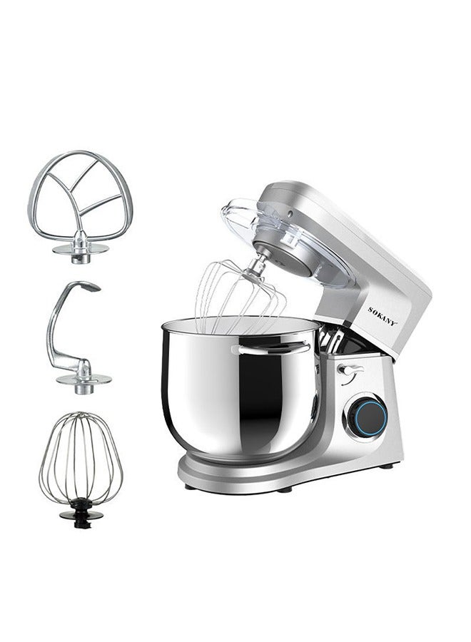 6-Speeds Electric Stand Mixer Kitchen Machine 1700W with 11L Stainless Steel Bowl, Y-Stirrer, Egg-Beater, Dough Hook Silver