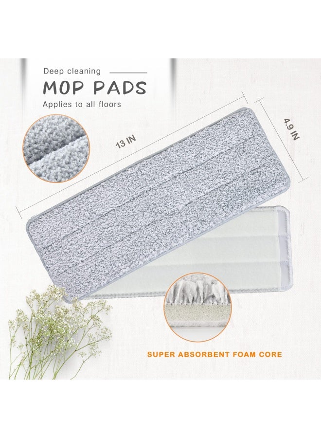 Flat Mop Head Refill 13 X 4.9 Flat Mop Pads Microfiber Mop Pads Flat Mop Replacement Heads White And Grey