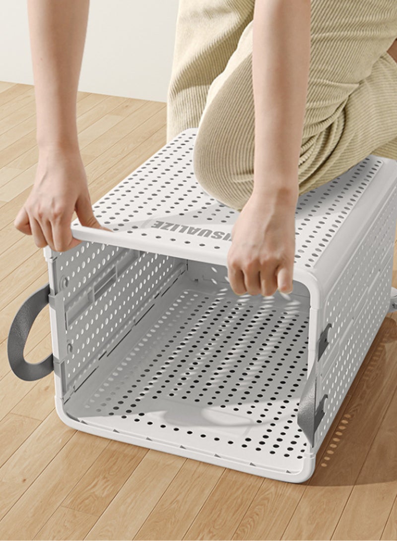 Collapsible Laundry Baskets,Large  Laundry Basket with Wheels,Foldable Laundry Basket,With Wheels and Handles, Easy to Move and Can Be Folded to Save Space. (White)