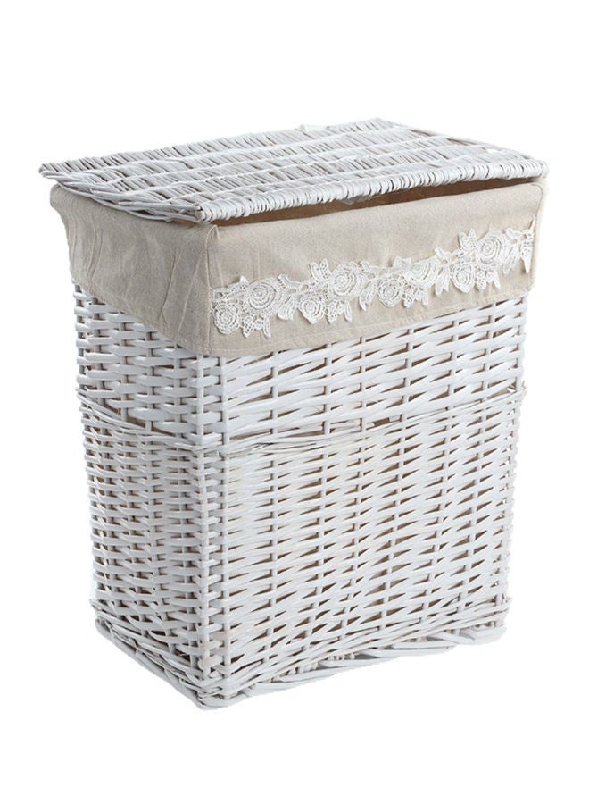 Chicrose Willow Hamper with Lid, White - 39 X 28 X 45 cms