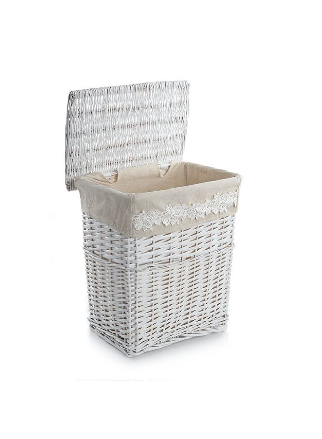 Chicrose Willow Hamper with Lid, White - 39 X 28 X 45 cms