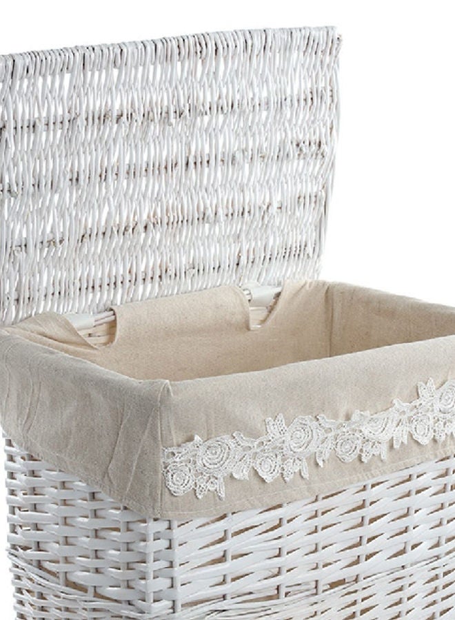 Chicrose Willow Hamper with Lid, White - 39 X 28 X 45 cms