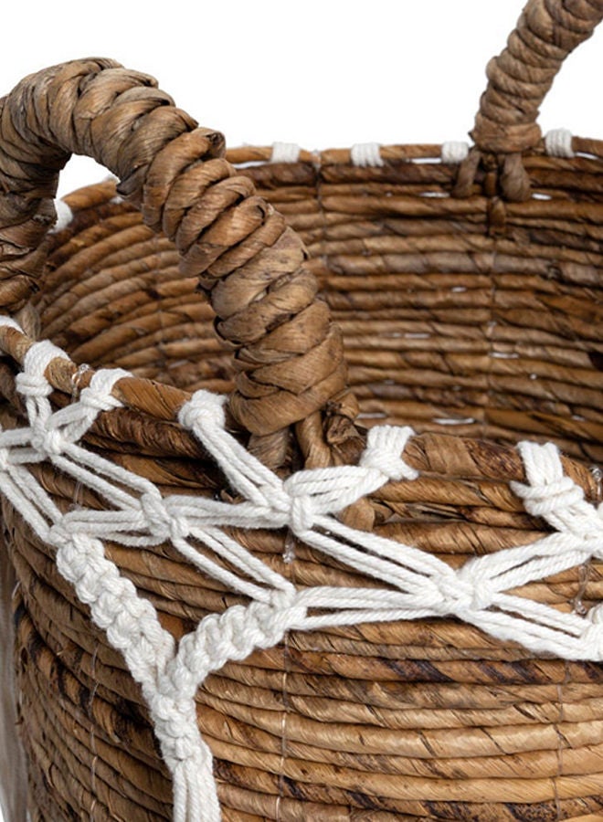 Macrame Handcrafted Basket, Brown & White – 29x38 cm