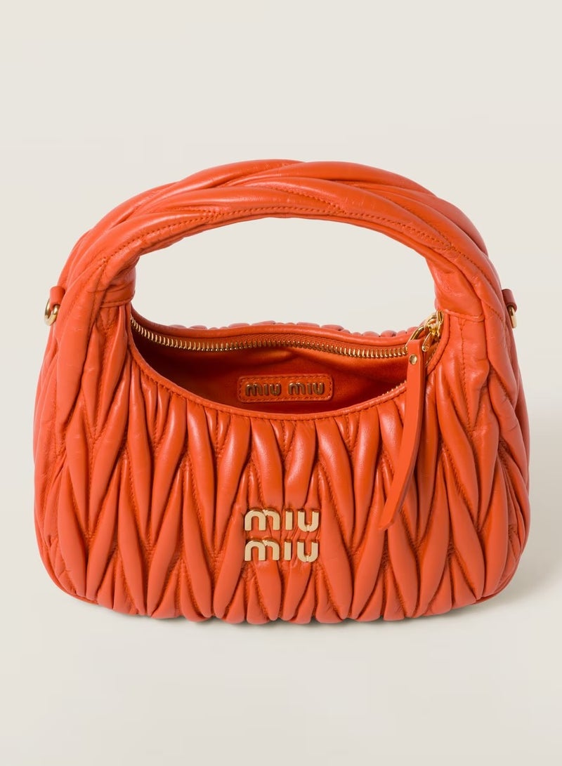 MIU Wander nappa leather hobo Shoulder Bag