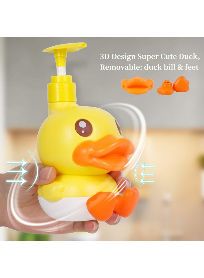 PURIT BABE Cute Soap Dispenser for Kids Adult Bathroom Kitchen Countertop Vanity Top fit Body Lotion Shampoo Shower Hand Sanitizer Animal Yellow Duck Themed Soap Bottle with Pump Bath Accessories