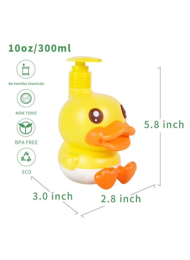 PURIT BABE Cute Soap Dispenser for Kids Adult Bathroom Kitchen Countertop Vanity Top fit Body Lotion Shampoo Shower Hand Sanitizer Animal Yellow Duck Themed Soap Bottle with Pump Bath Accessories