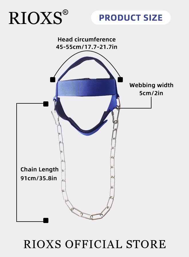 Neck Weight Training Straps,Padded Neck Training Head Harness With Adjustable Chain And D-Rings,Head Harness For Strength Fitness Powerlifting,Improve Muscle Strengt,Gym Bodbuilding Equipment For Stronger Neck