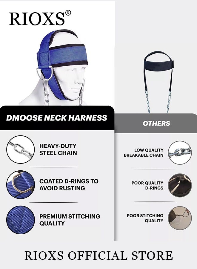 Neck Weight Training Straps,Padded Neck Training Head Harness With Adjustable Chain And D-Rings,Head Harness For Strength Fitness Powerlifting,Improve Muscle Strengt,Gym Bodbuilding Equipment For Stronger Neck