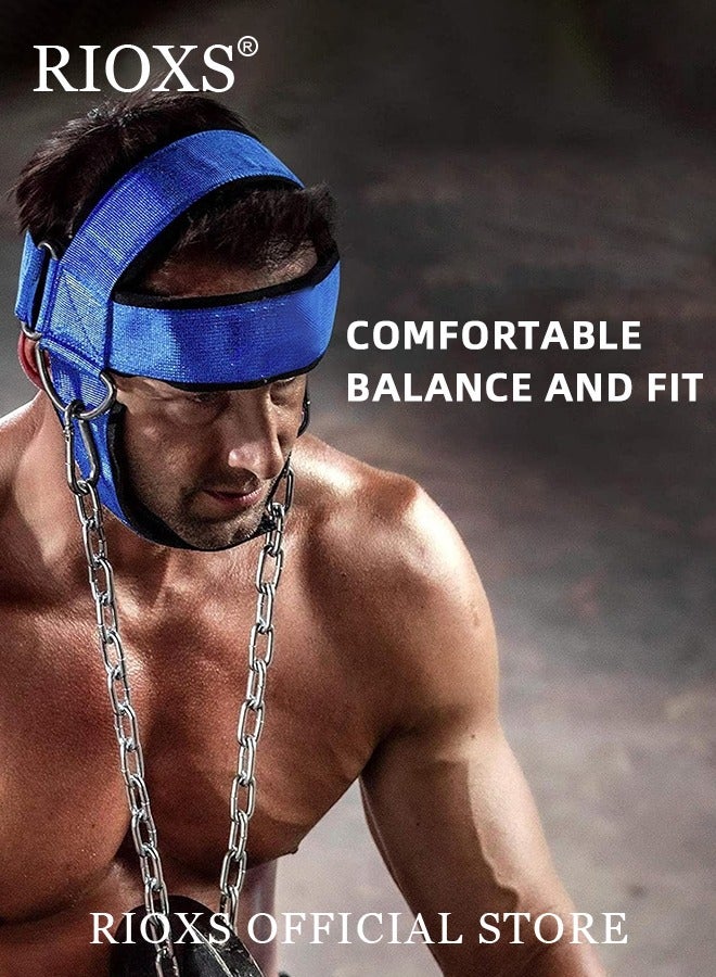 Neck Weight Training Straps,Padded Neck Training Head Harness With Adjustable Chain And D-Rings,Head Harness For Strength Fitness Powerlifting,Improve Muscle Strengt,Gym Bodbuilding Equipment For Stronger Neck