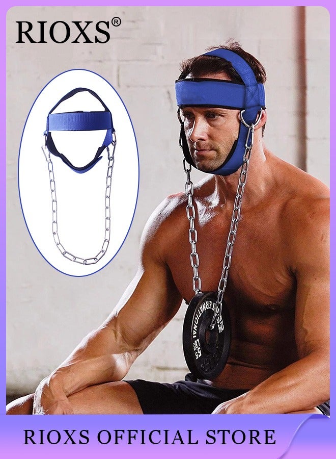 Neck Weight Training Straps,Padded Neck Training Head Harness With Adjustable Chain And D-Rings,Head Harness For Strength Fitness Powerlifting,Improve Muscle Strengt,Gym Bodbuilding Equipment For Stronger Neck