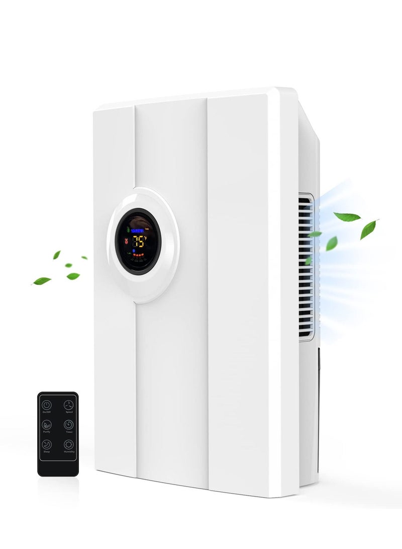 Home Portable Dehumidifier, 68 oz Silent Compact Dehumidifier with Drain, Auto Shut-Off, 24 Hour Timer, Rapid Dehumidification and Custom Humidity Controls