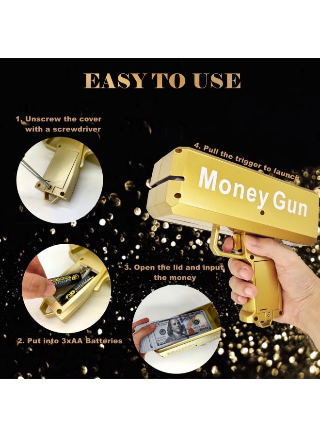 SbrvaniyNewest Super Gun Shooter Playing Spary Make it Rain Cash Gun Prop Bill Dispenser Shooter  Gold