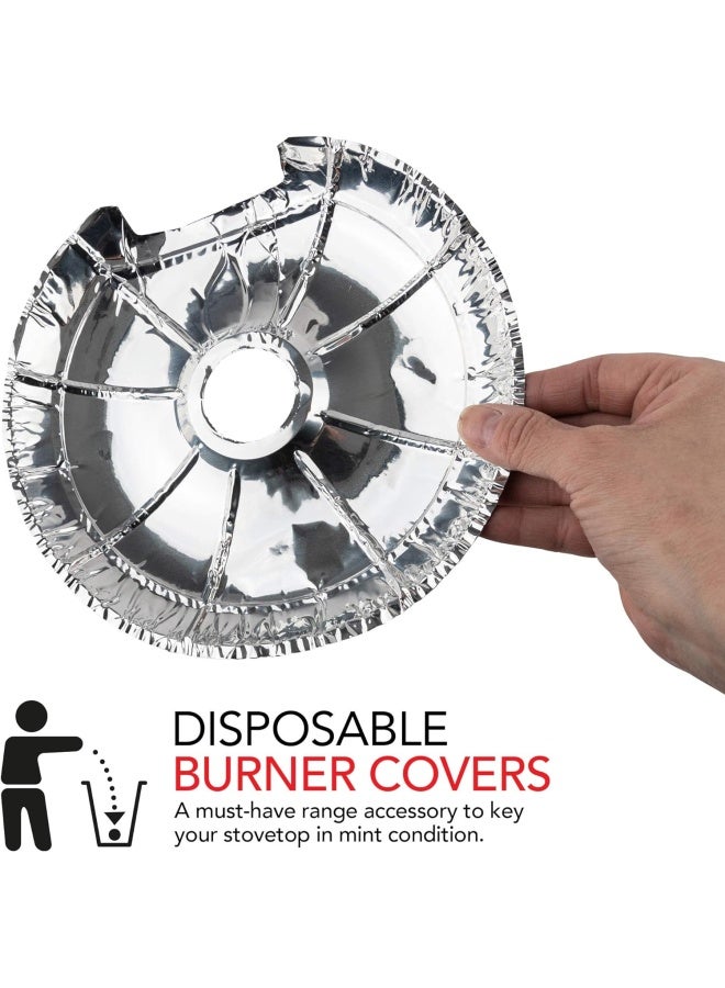 Round Electric Stove Burner Covers (50 Pack) 6 Inch And 8 Inch Disposable Stove Top Aluminum Foil Bib Liners, To Keep Kitchen Range Clean From Oil And Food Drips, Stock Your Home