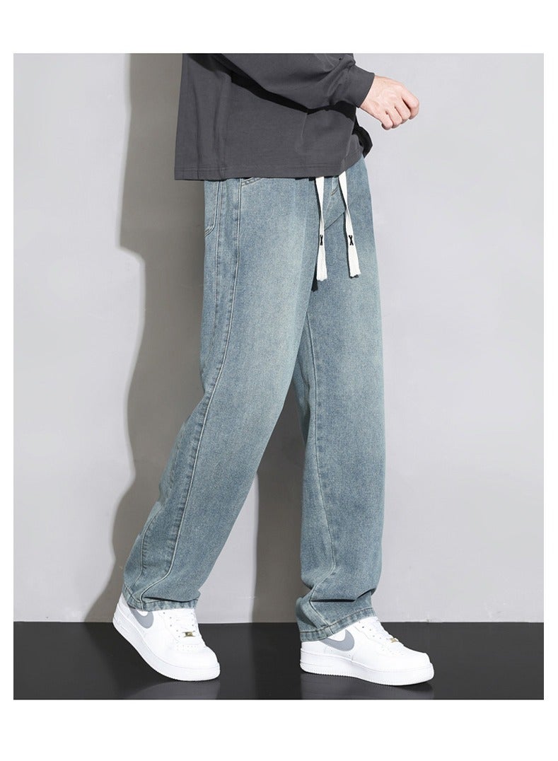 Fashionable Men's Loose Straight Leg Jeans, Wide Leg Casual Pants