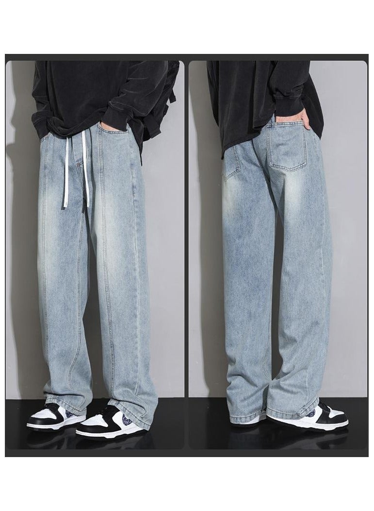 Fashionable Men's Loose Straight Leg Jeans, Wide Leg Casual Pants