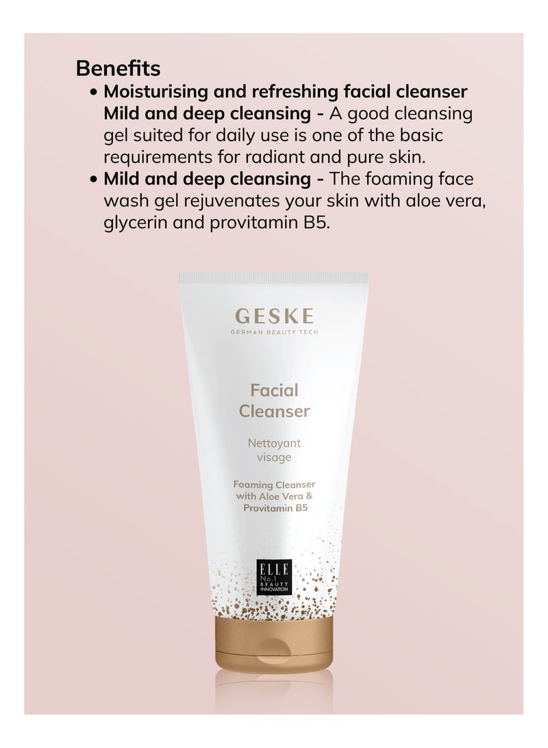 Foaming Cleanser Lotion,Aloe Vera And Provitamin B5, Deep Cleanse, Exfoliate & Nourish + Sonic Facial Brush 4 in 1 Complete Skincare Set for Radiant, Healthy Skin (Combo Pack)- Purple