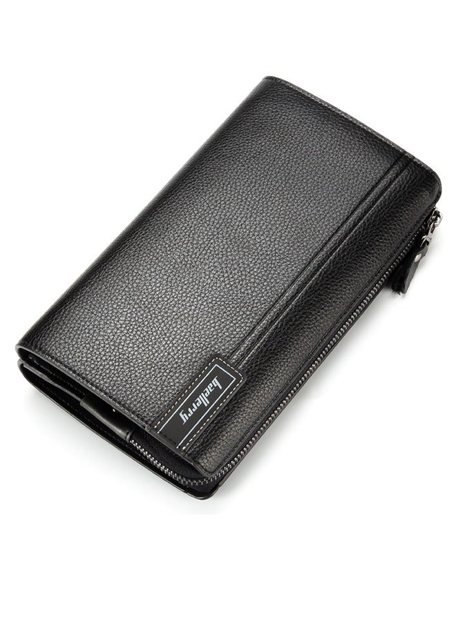 Men's Clutch Genuine Leather Wallet Large Capacity Business Card Storage Wallet