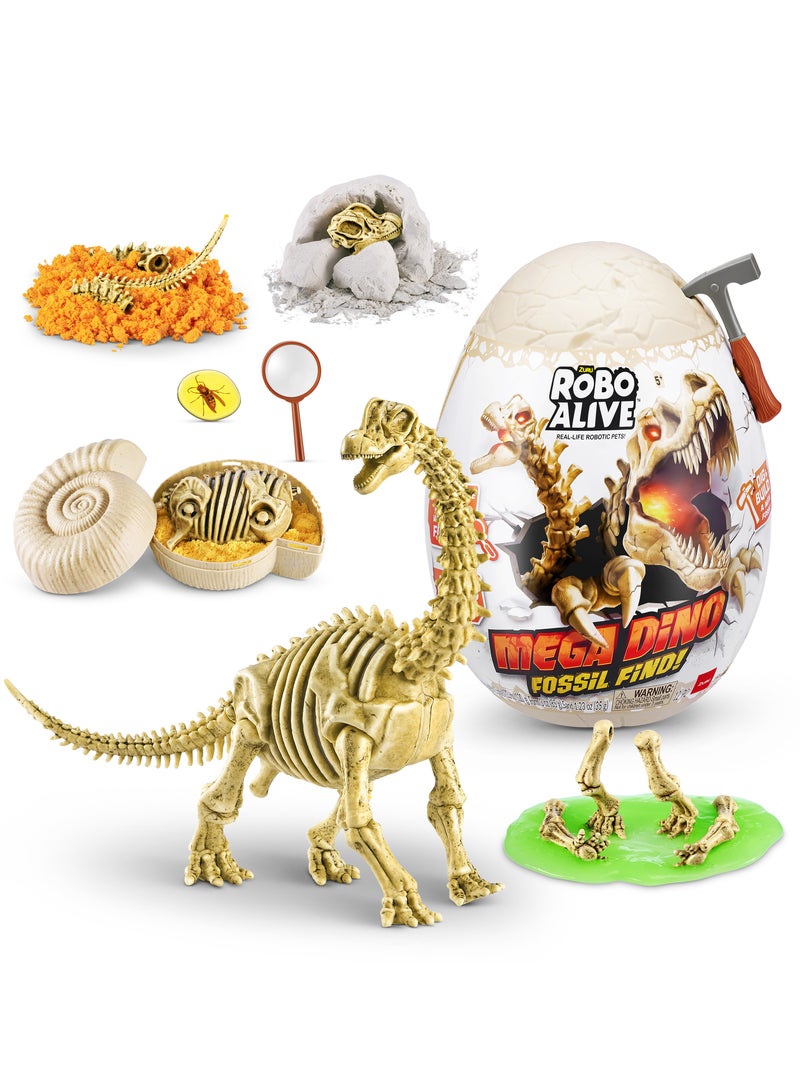 ROBO ALIVE-MEGA DINO FOSSIL FIND-SERIES 1 SURPRISE EGG,BULK, 6pcs,N o Inner,STD Color Assortment