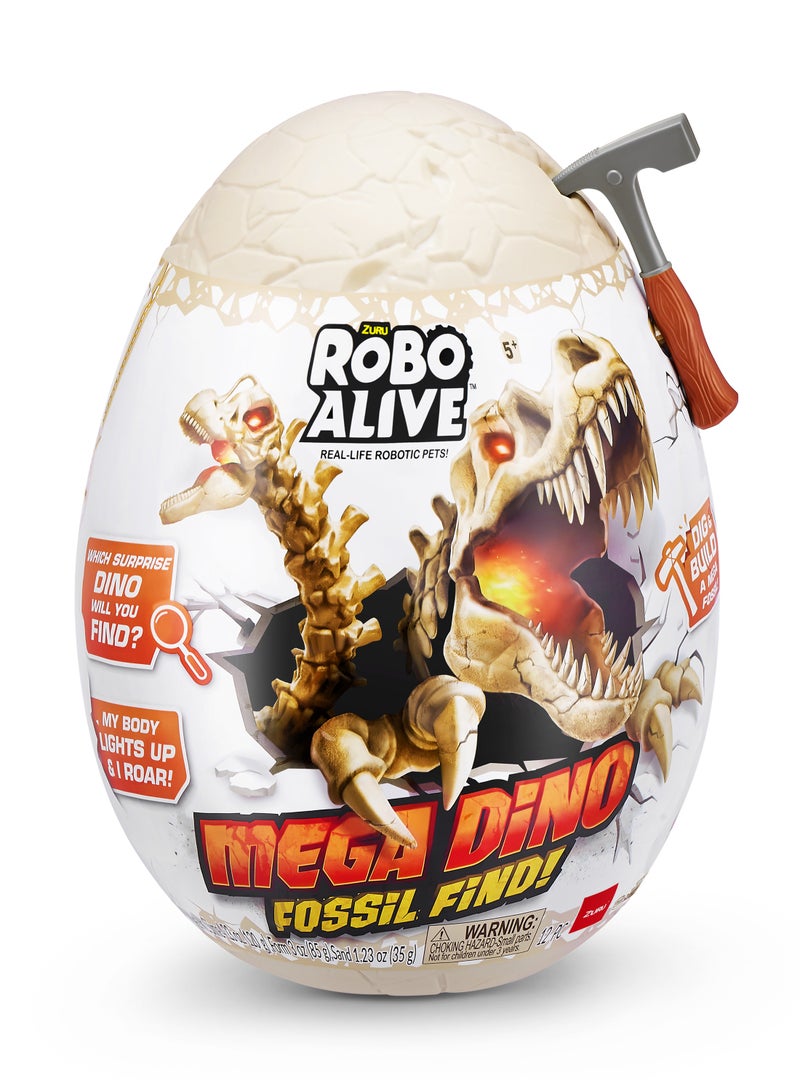 ROBO ALIVE-MEGA DINO FOSSIL FIND-SERIES 1 SURPRISE EGG,BULK, 6pcs,N o Inner,STD Color Assortment