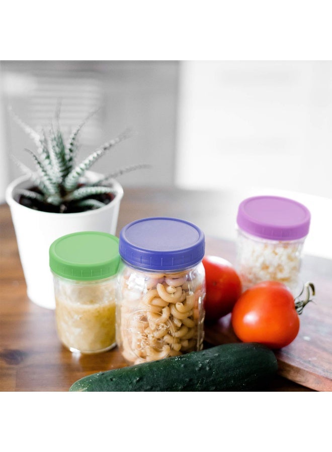 Wide Mouth Jar Lids 8 Pack For Ball Kerr And More - Colored Plastic Storage Caps For Canning Jars - Leak-proof