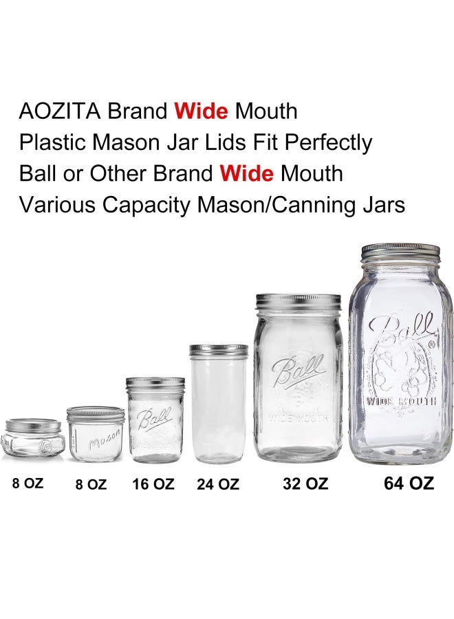 Wide Mouth Jar Lids 8 Pack For Ball Kerr And More - Colored Plastic Storage Caps For Canning Jars - Leak-proof