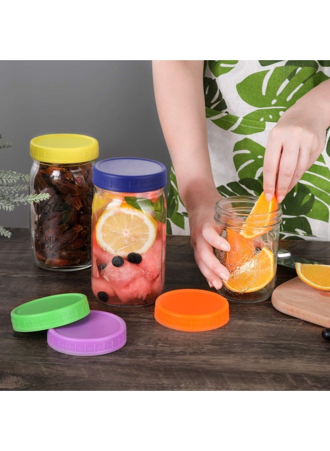 Wide Mouth Jar Lids 8 Pack For Ball Kerr And More - Colored Plastic Storage Caps For Canning Jars - Leak-proof