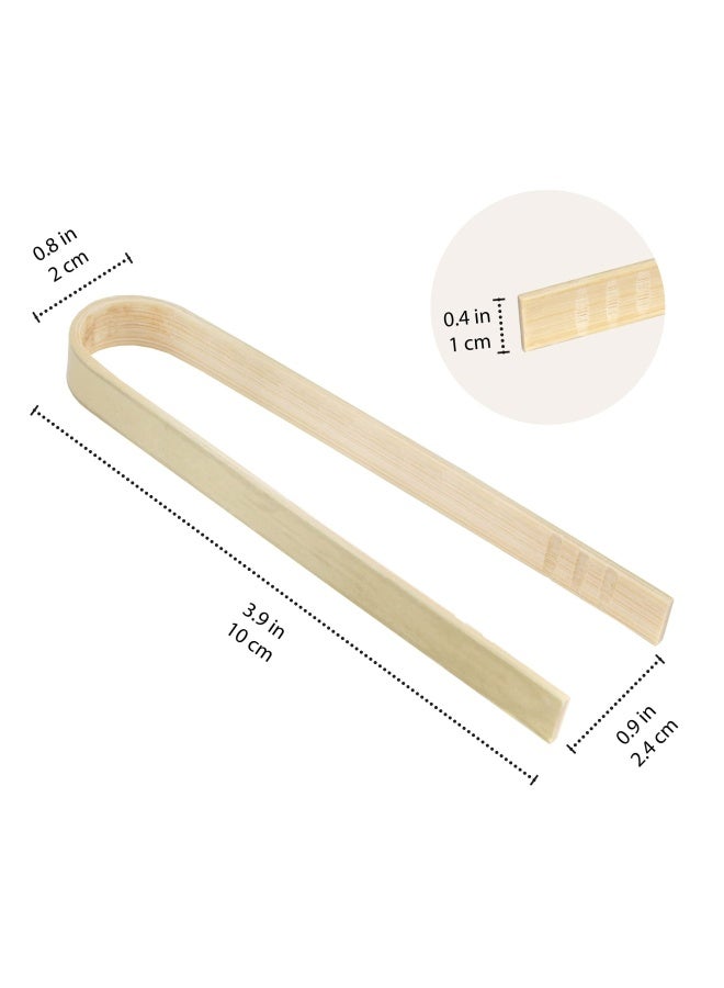 Bamboomn Brand - 3.9  Mini Bamboo Disposable Tongs - Toast Tongs - 20Pieces