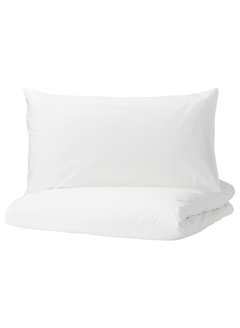 Duvet Cover and Pillowcase, White, Soft Cotton Bedding Set for a Comfortable Bedroom, Machine Washable