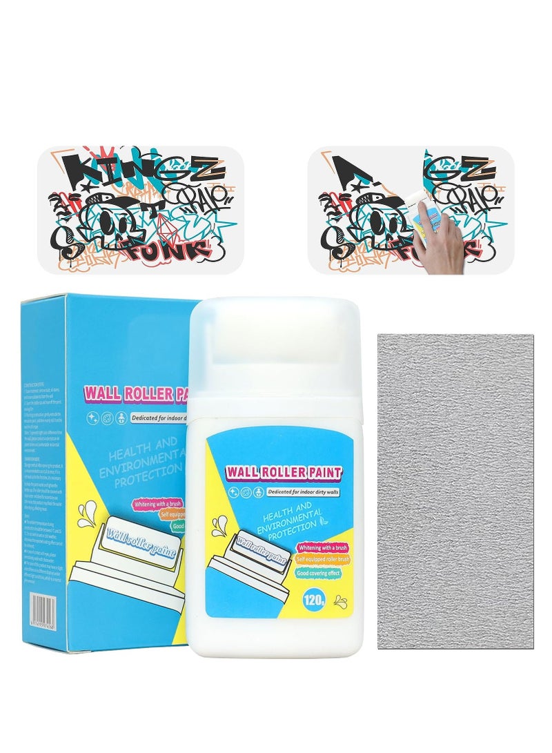 Small Paint Roller Brush Latex Paint White Wall Repair Paste Roller Paint Tools Wall Putty for Filling Holes Wall Patching Drywall Repair Kit for Walls House Painting DIY Graffiti Remover (White)