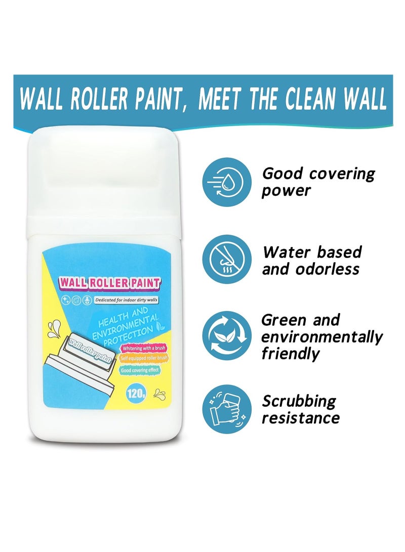 Small Paint Roller Brush Latex Paint White Wall Repair Paste Roller Paint Tools Wall Putty for Filling Holes Wall Patching Drywall Repair Kit for Walls House Painting DIY Graffiti Remover (White)