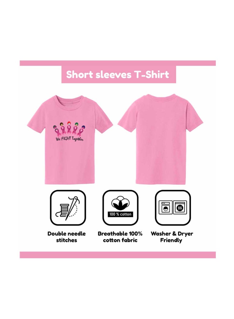 PinkCancer Awareness Kids T-Shirts for Girls – Support and Inspire with Pink Ribbon Design – Round Neck Short Sleeve Soft Cotton T-Shirt