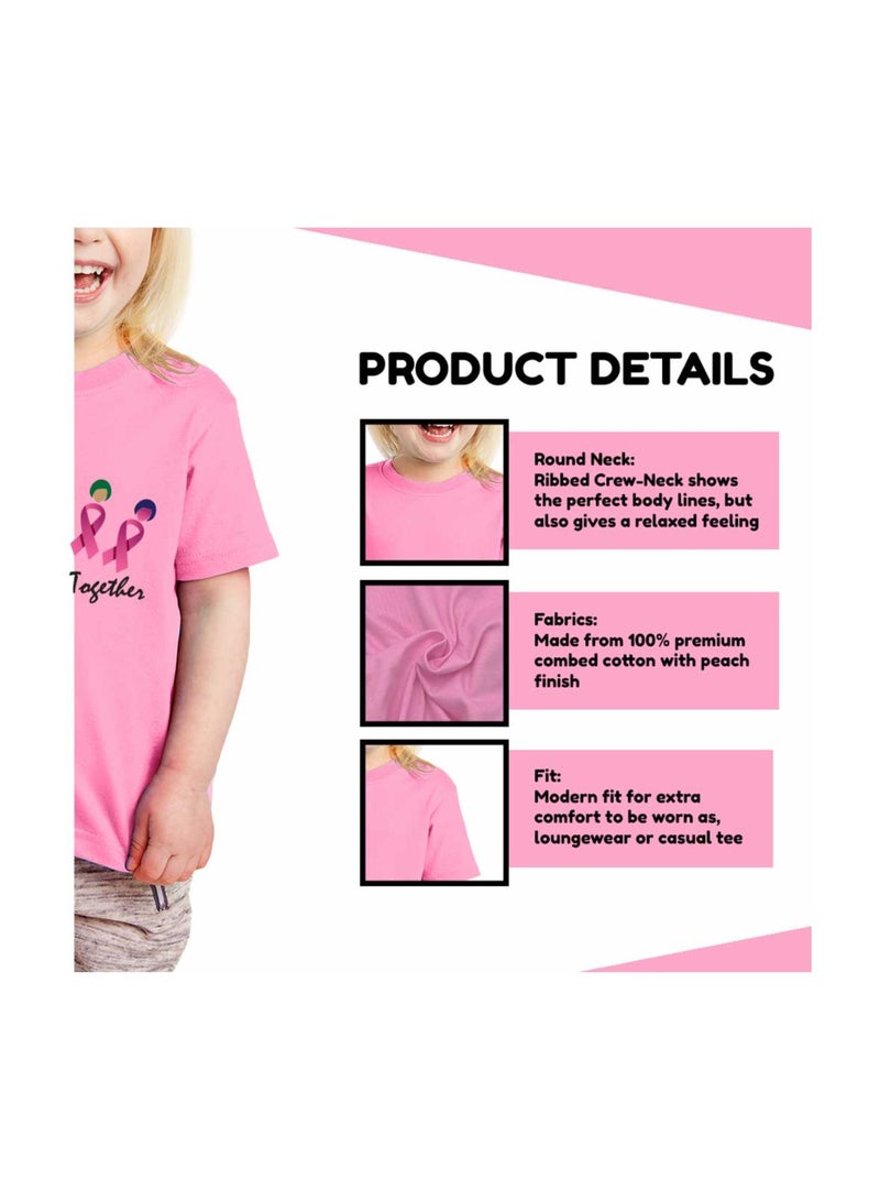 PinkCancer Awareness Kids T-Shirts for Girls – Support and Inspire with Pink Ribbon Design – Round Neck Short Sleeve Soft Cotton T-Shirt