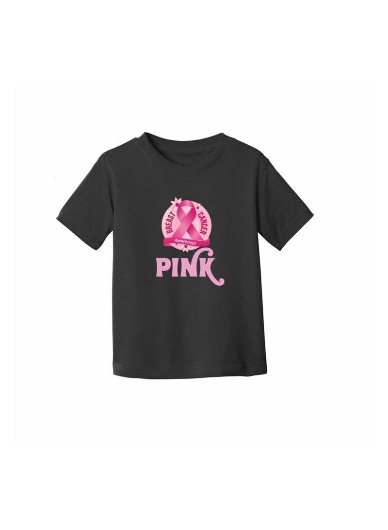 PinkCancer Awareness Kids T-Shirts for Girls – Support and Inspire with Pink Ribbon Design – Round Neck Short Sleeve Soft Cotton T-Shirt