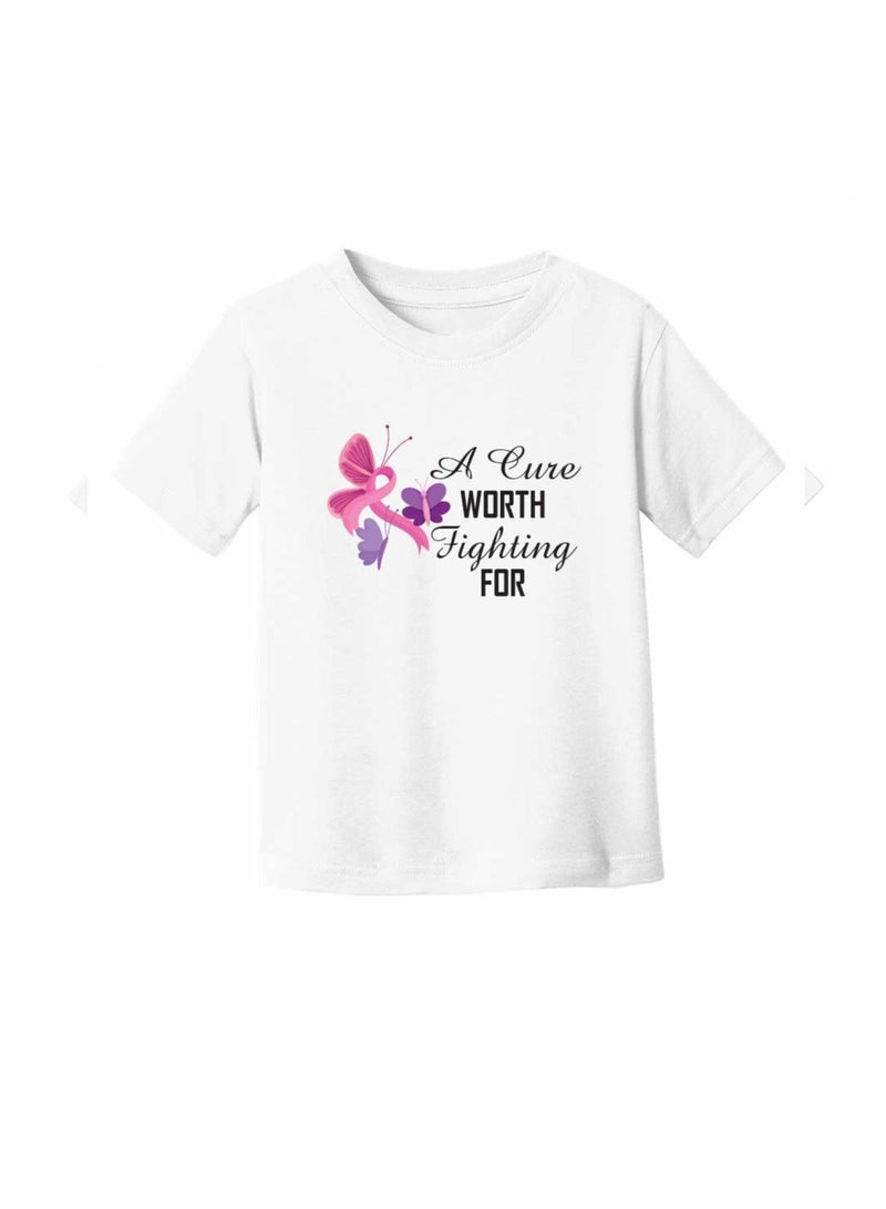 PinkCancer Awareness Kids T-Shirts for Girls – Support and Inspire with Pink Ribbon Design – Round Neck Short Sleeve Soft Cotton T-Shirt