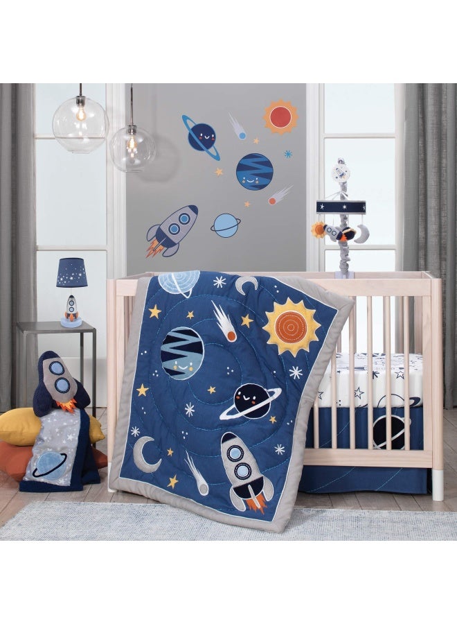 Milky Way Rocket Ship Nursery Throw Pillow Plush